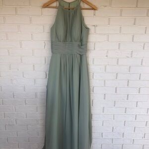 UNALTERED AZAZIE BONNIE
Dusty Sage A-Line Keyhole Ruched Chiffon Dress Size A6
